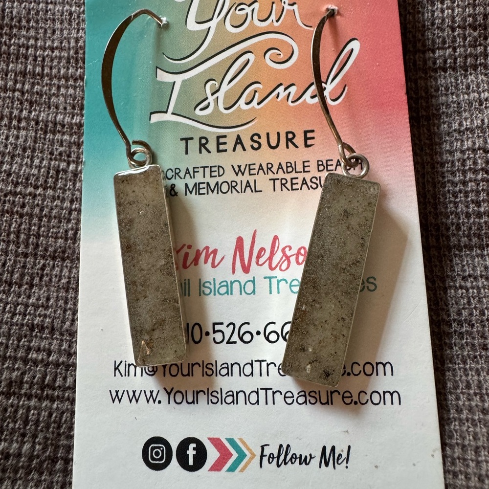 Silver Rectangular Dangle Earrings - image 1